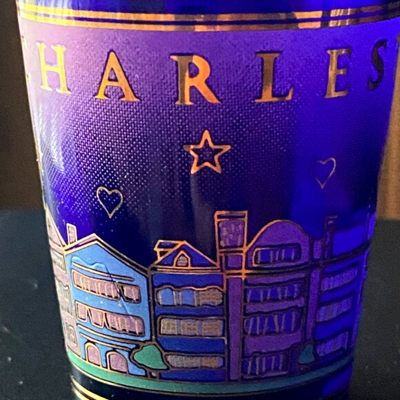 COBALT BLUE Charleston Shot Glass Designed With Landmark Street Whiskey Shot - Picture 9 of 9